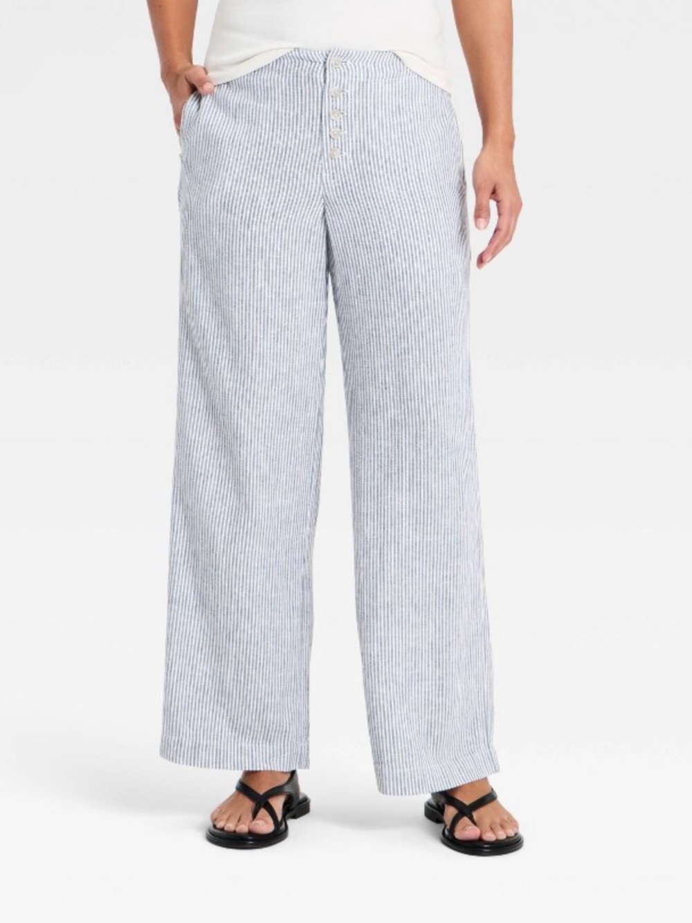 Universal Thread Blue and White Striped Wide-Leg Pants